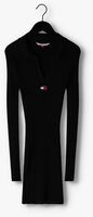 Zwarte TOMMY JEANS Mini jurk TJW COLLAR BADGE SWEATER DRESS