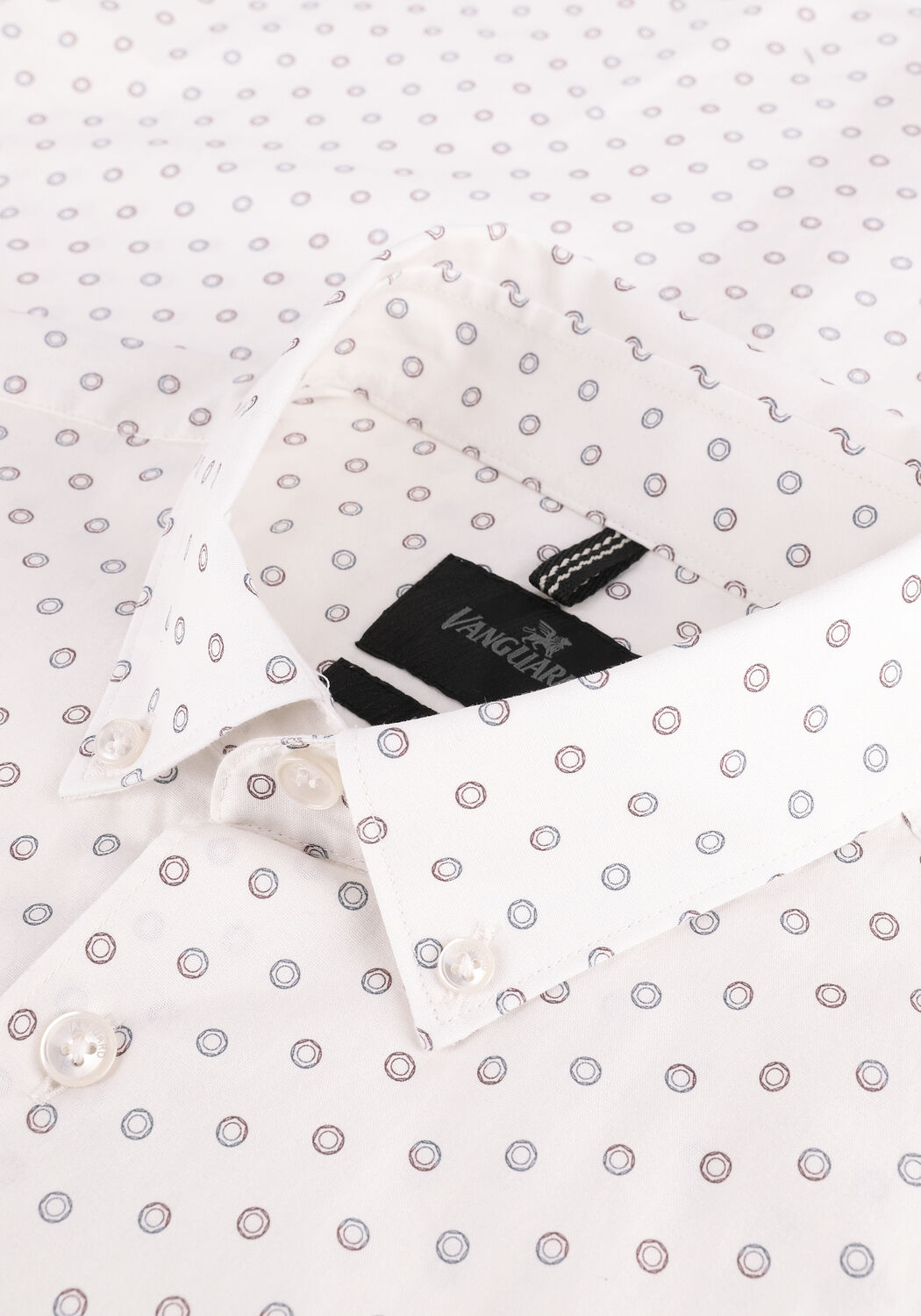 VANGUARD Chemise classique LONG SLEEVE SHIRT PRINT ON POPLIN STRETCH en blanc - large