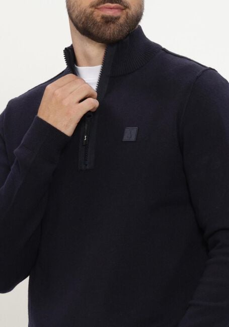 Donkerblauwe BUTCHER OF BLUE Trui CLIFDEN HALFZIP - large