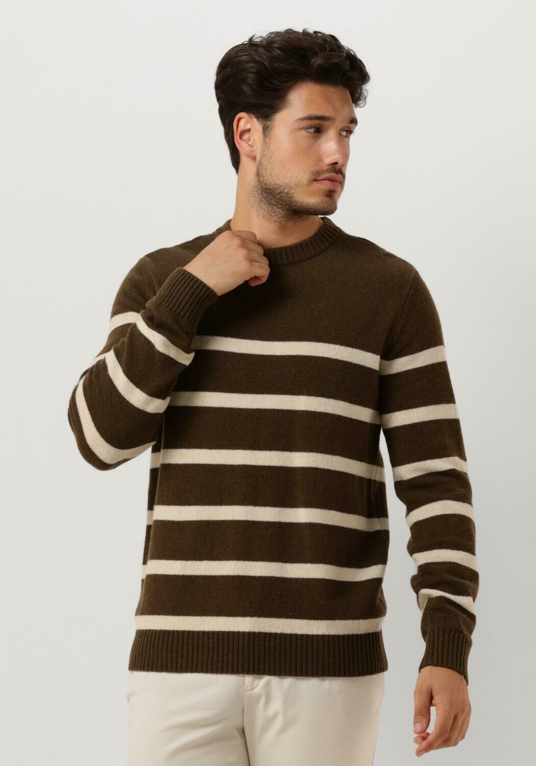 donkergroene anerkjendt trui akrico stripe lambswool