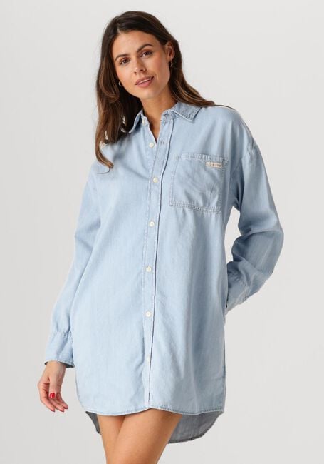 Lichtblauwe CALVIN KLEIN Mini jurk TENCEL LOOSE SHIRT DENIM DRESS - large