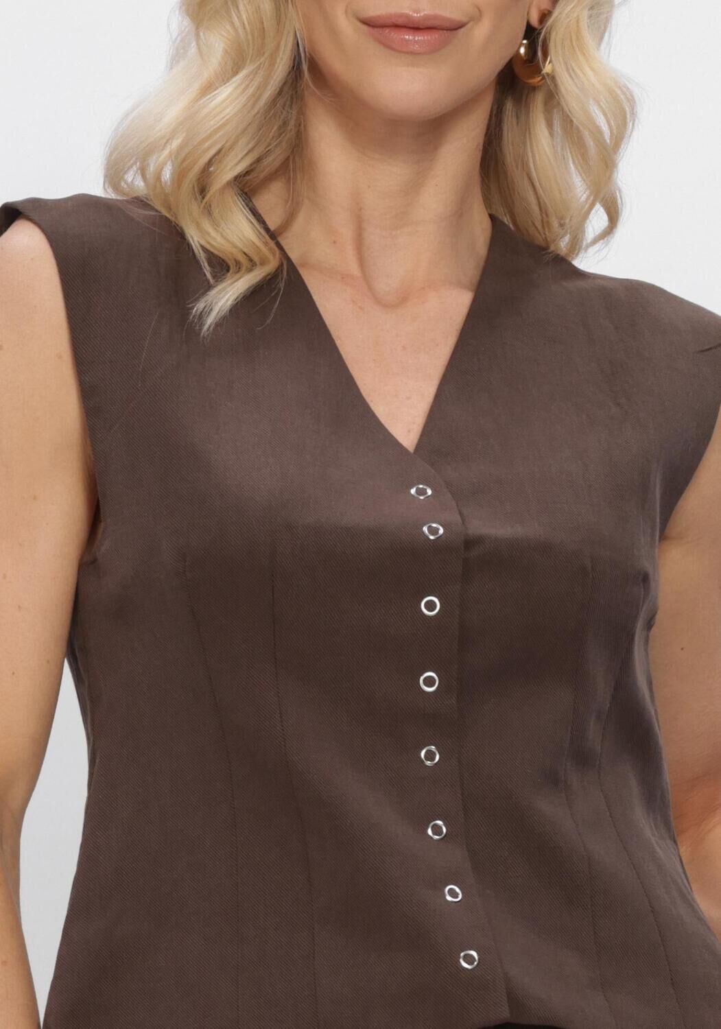 OBJECT Gilet OBJMOLLY S/L RE WAISTCOAT en marron - large