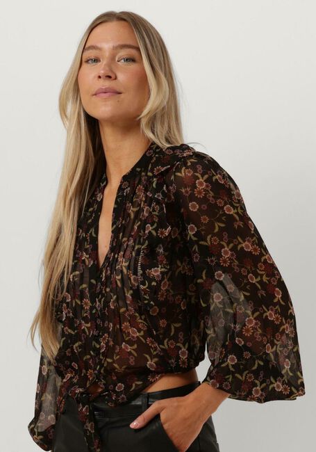 Zwarte GUESS  LS DIONNE TIE FRONT TOP - large