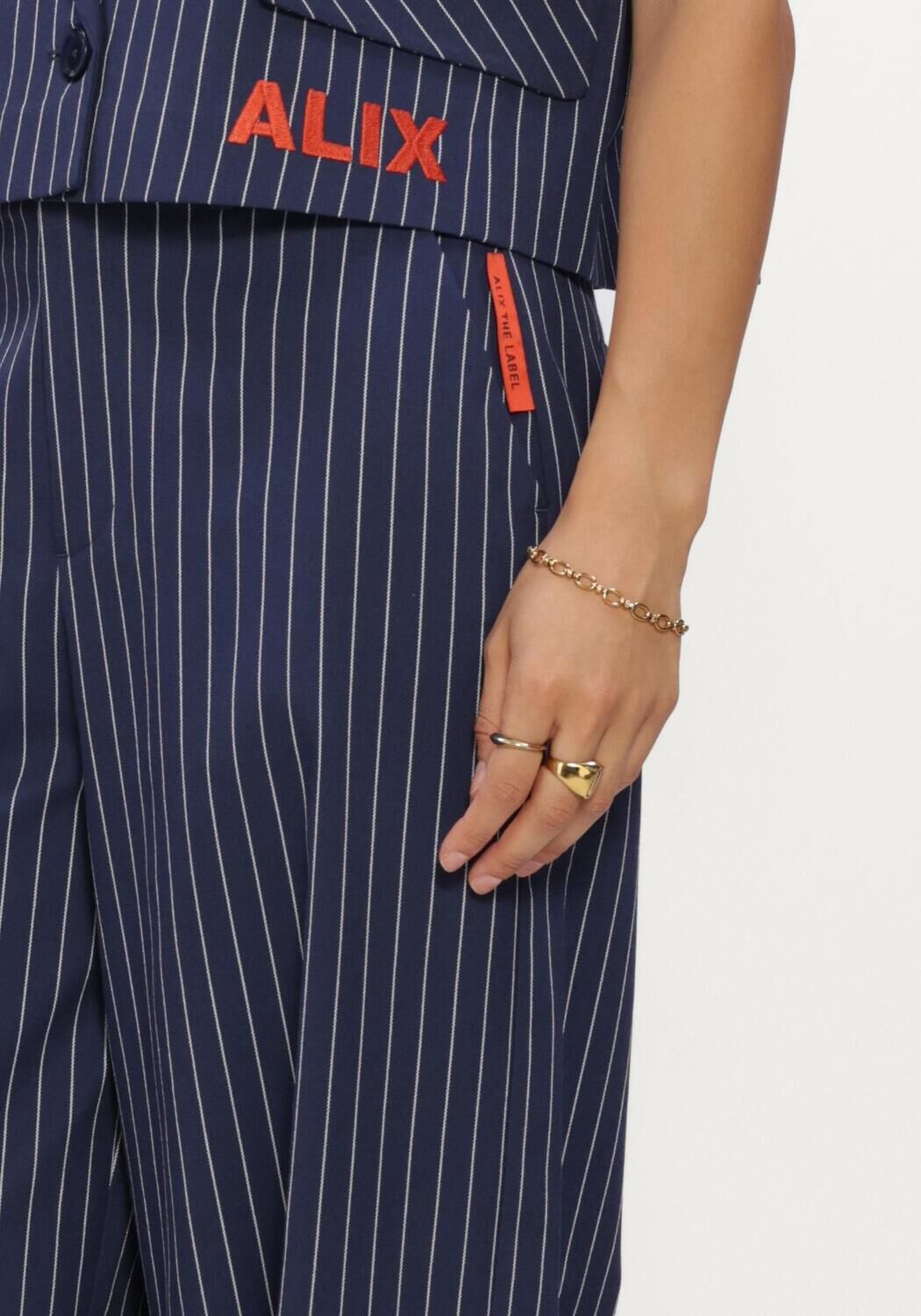 ALIX THE LABEL Barrel jeans LADIES WOVEN STRIPED BARREL PANTS Bleu fonc&eacute; - large