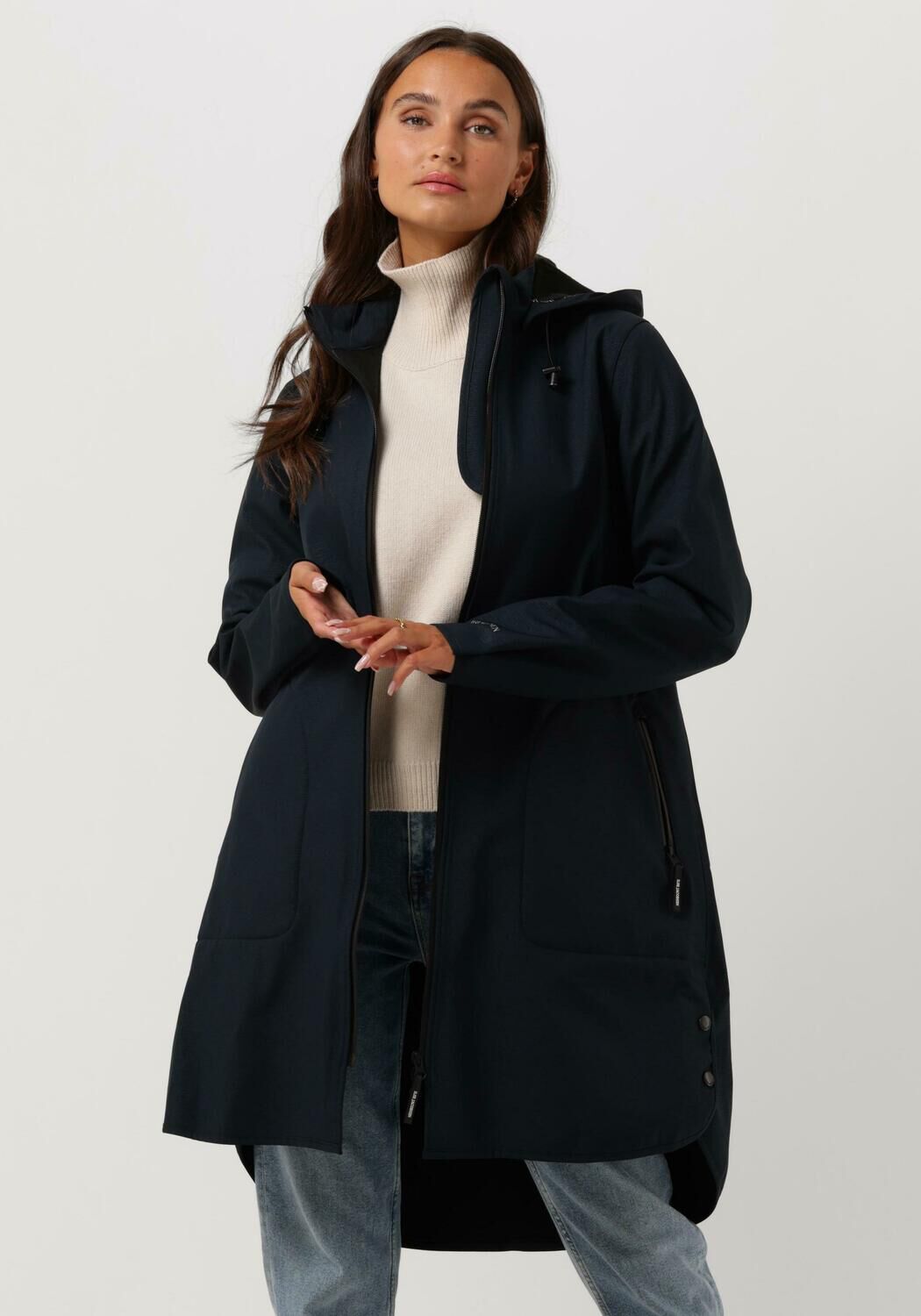 Donkerblauwe regenjas store
