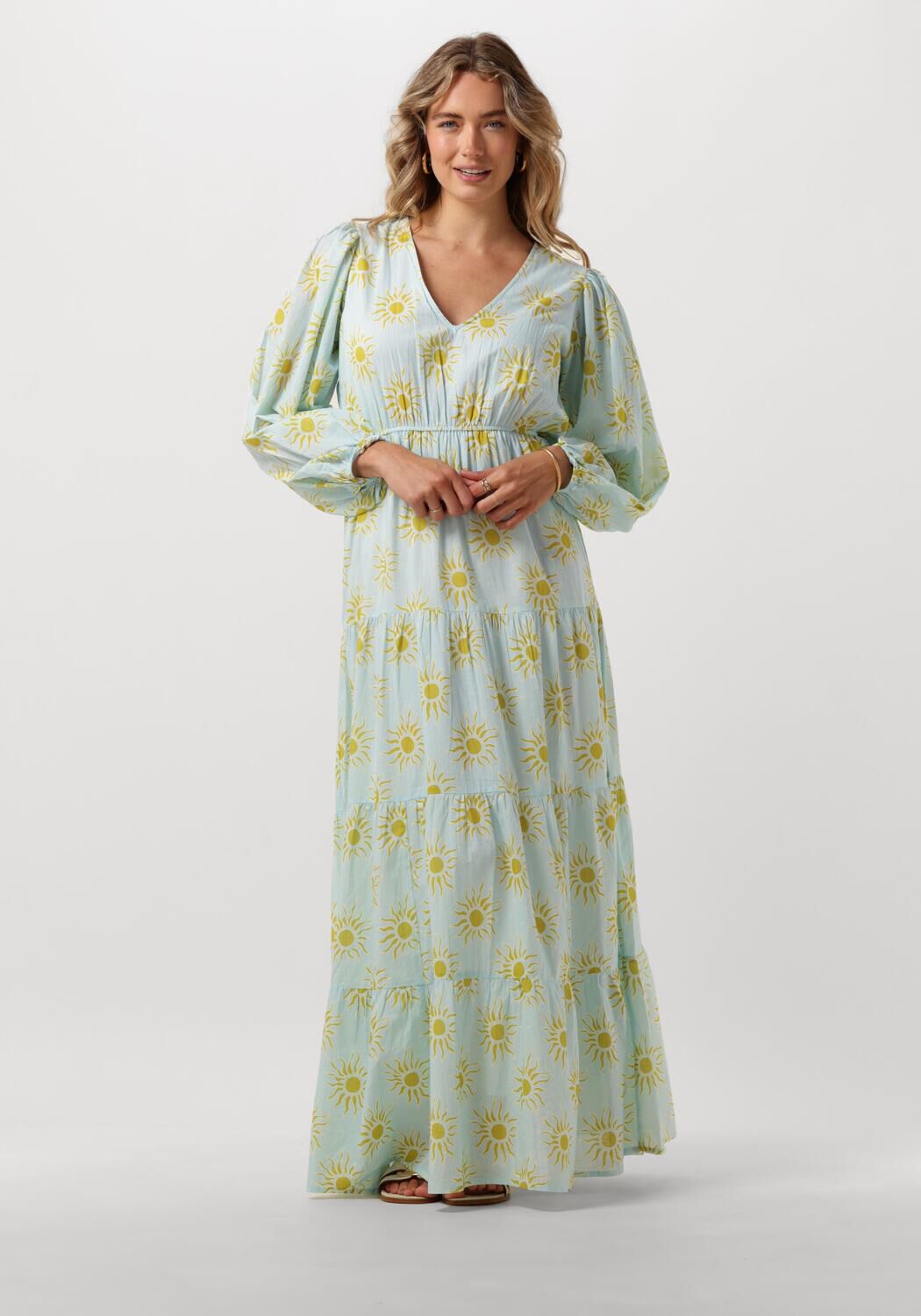 Lichtblauwe OMODA ATELIER Maxi jurk X KAE Omoda