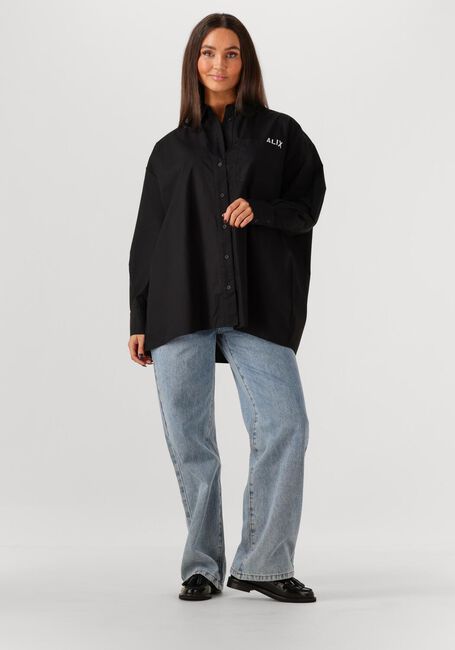 Zwarte ALIX THE LABEL  LADIES WOVEN OVERSIZED POPLIN BLOUSE - large