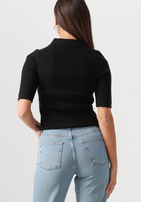 Zwarte SELECTED FEMME Top SLFHELEN 2/4 KNIT COLLAR - large