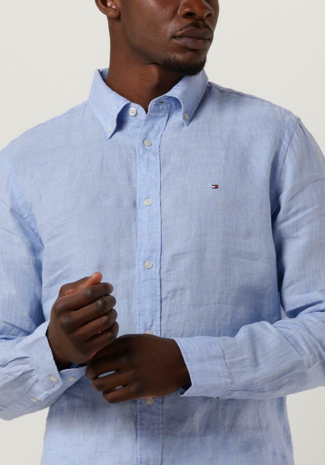 Lichtblauwe TOMMY HILFIGER Casual overhemd PGMENT DYED LI SOLID RF