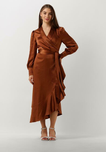 NOTRE-V Robe midi NV-DORISSA SATIN DRESS en marron - large
