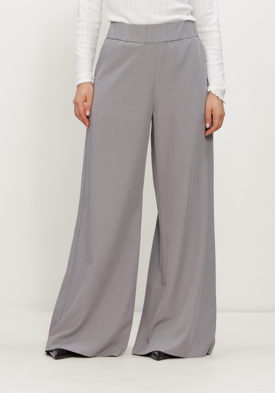 Grijze NEO NOIR Wijde broek JANEL STRUCTURE PANTS - large