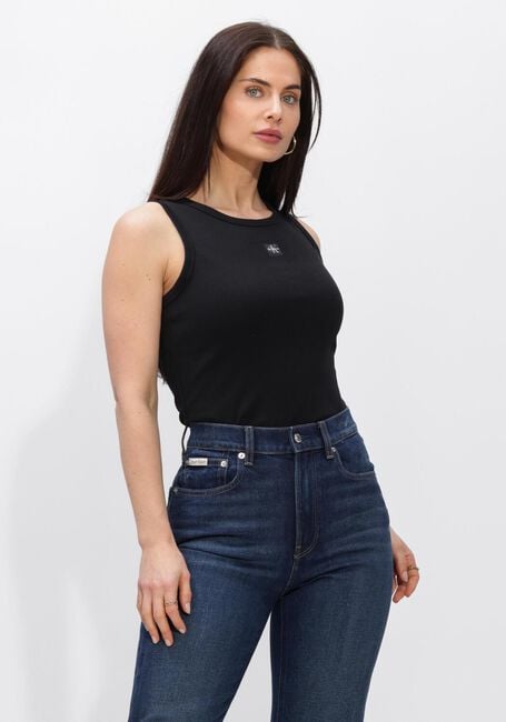 Zwarte CALVIN KLEIN Top WOVEN LABEL 2X2 BABY RIB TANK - large