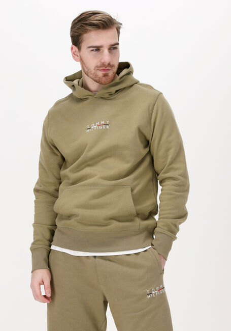 TOMMY HILFIGER Chandail SQUARE LOGO HOODY Kaki - large