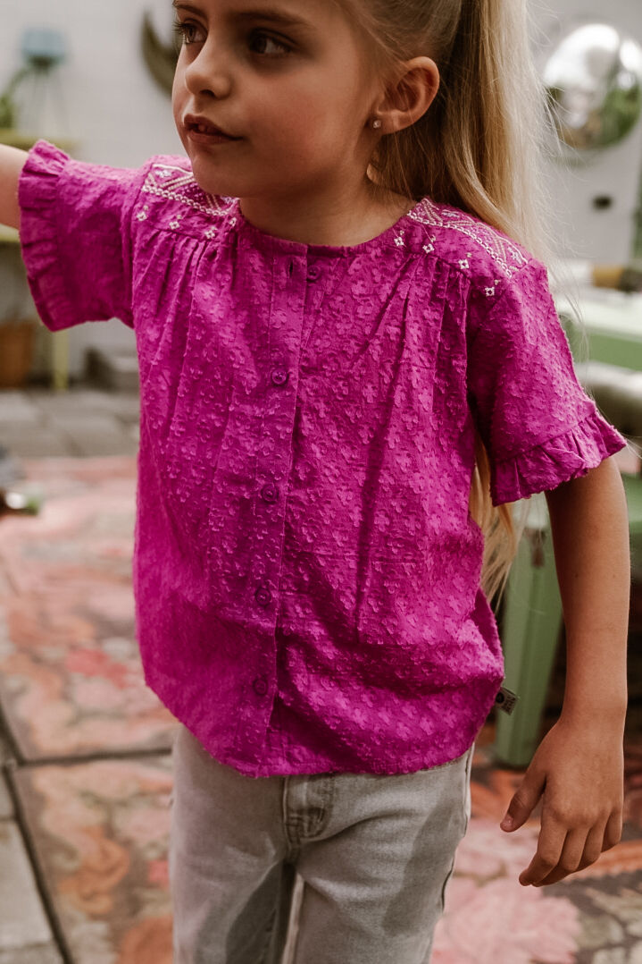 Paarse DAILY7 Top SHIRT EMBROIDERIE - large