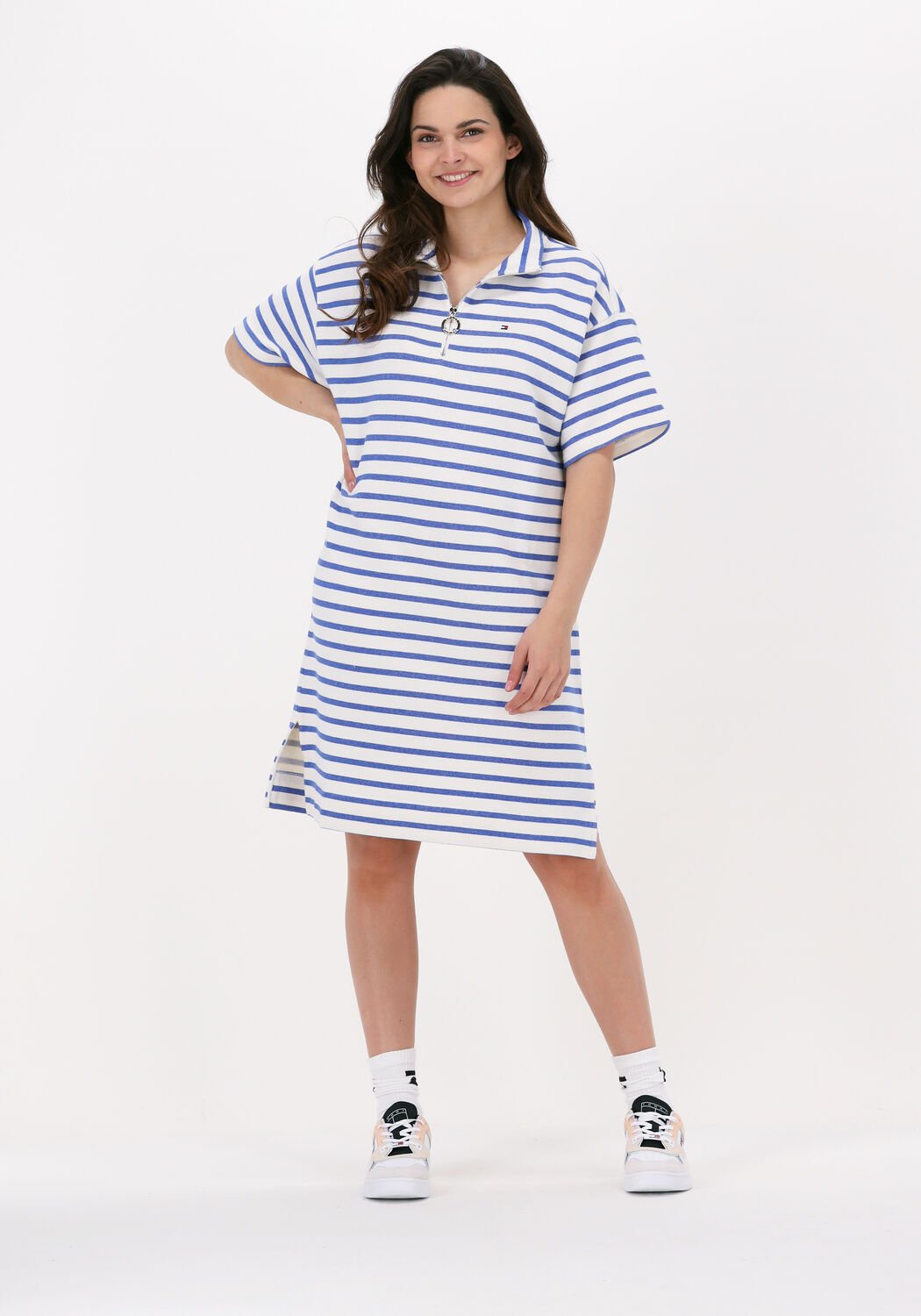 TOMMY HILFIGER Mini robe RLX STP HALF ZIP KNEE DRESSO Bleu blanc raye Omoda