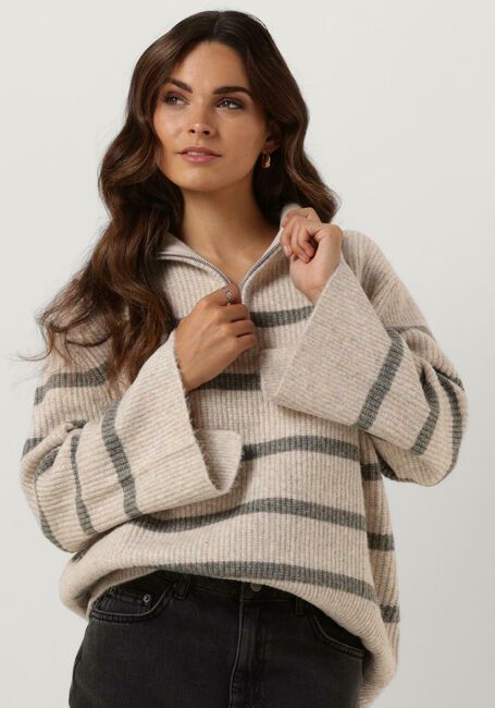NEO NOIR Pull NEVENA STRIPE KNIT BLOUSE Sable - large