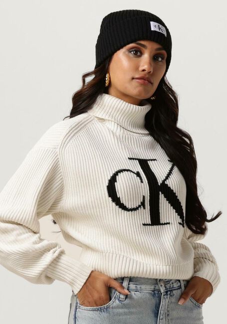 CALVIN KLEIN Col roulé BLOWN UP CK LOOSE SWEATER Blanc - large