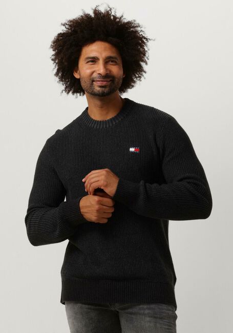 TOMMY JEANS Pull TJM REG TONAL XS BADGE SWEATER en noir - large