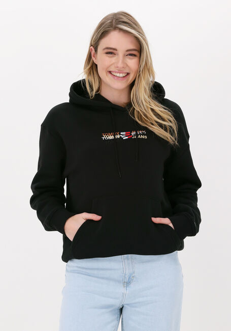 Zwarte TOMMY JEANS Sweater TJW RLXD LINEAR OVERLAY HOODIE - large