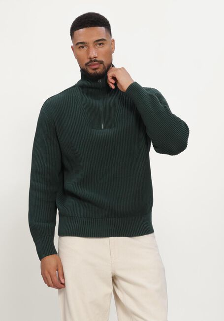 SELECTED MEN Pull SLMDRY LS KNIT HALF ZIP Vert fonc&eacute; - large