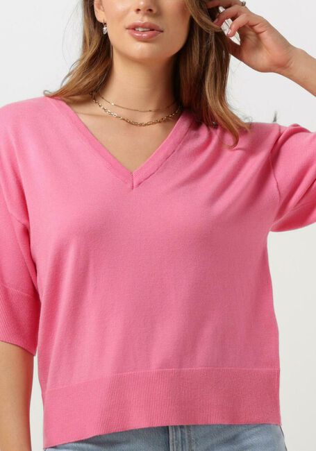 Roze MSCH COPENHAGEN Top MSCHESLINA RACHELLE 2/4 V NECK PULLOVER - large