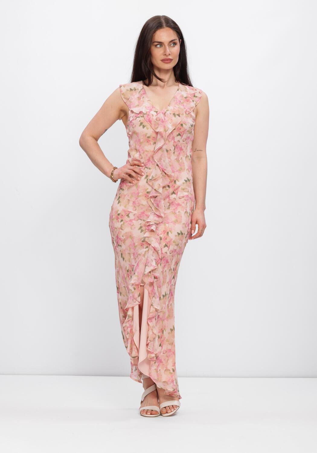 Lichtroze NEO NOIR Maxi jurk ZELLA CHIFFON PRINT DRESS - large