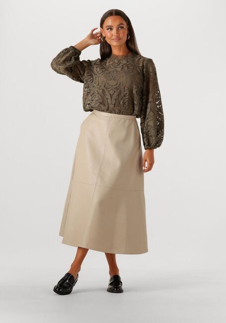 Beige SUMMUM Midirok SKIRT FAUX LEATHER - large