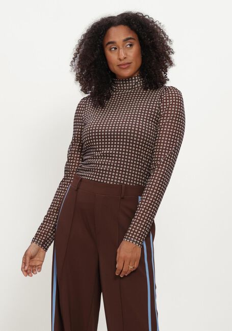 Bruine POM AMSTERDAM Top ROMI MESH CHECK BROWN - large