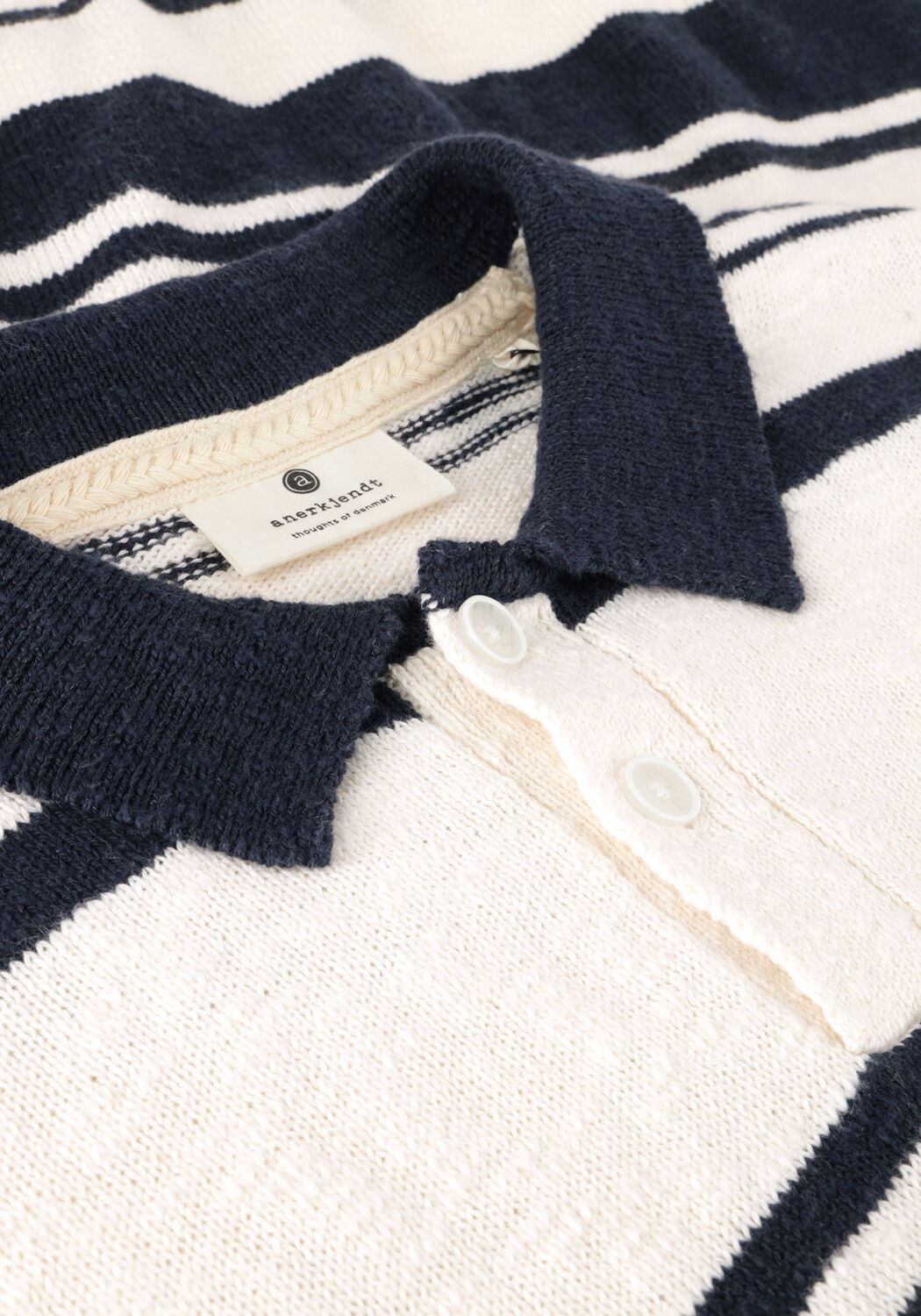 ANERKJENDT Polo AKSOFUS STRIPE S/S KNIT Blanc - large