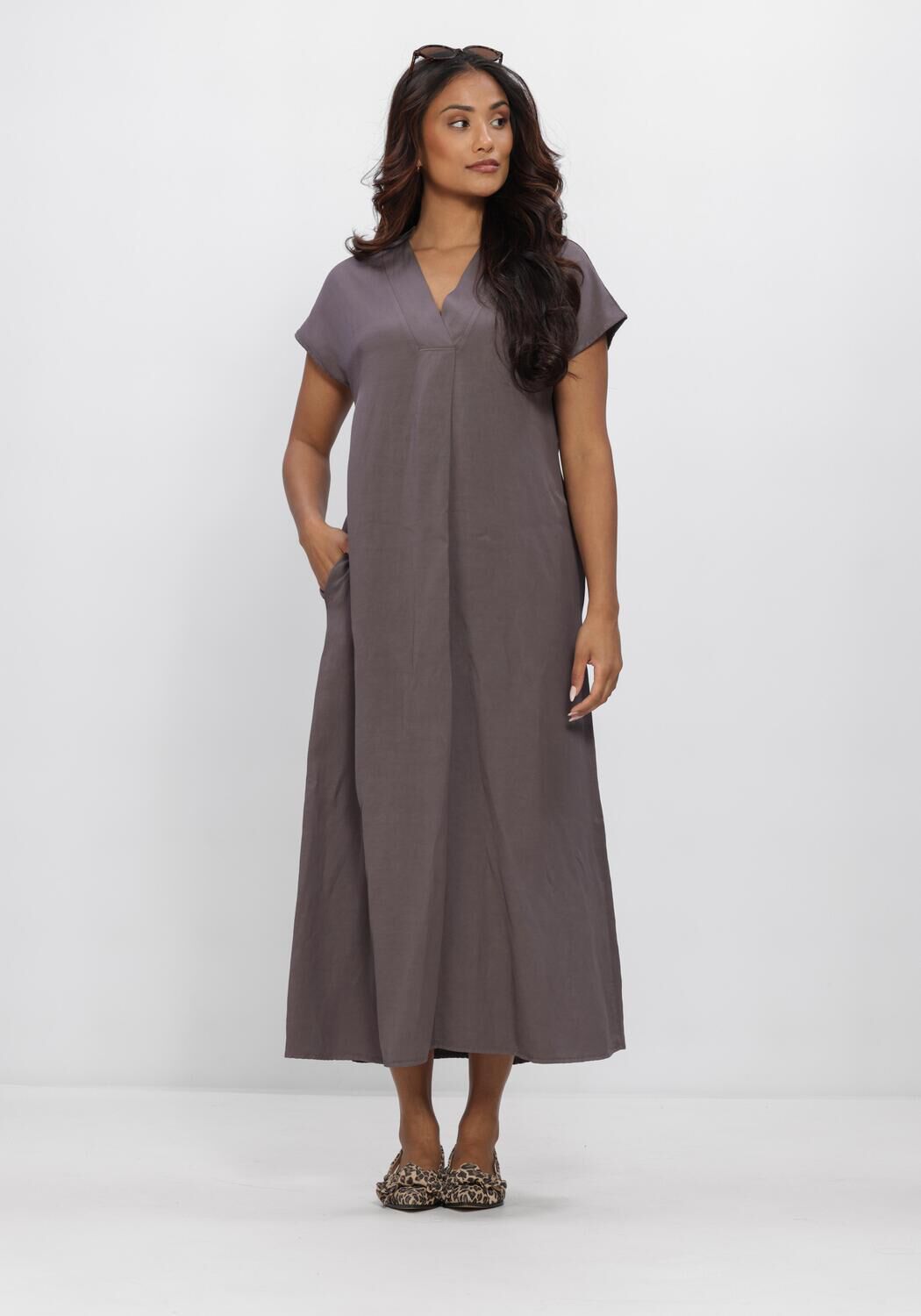 Grijze SIMPLE Jurken SHORT SLEEVE DRESS - large