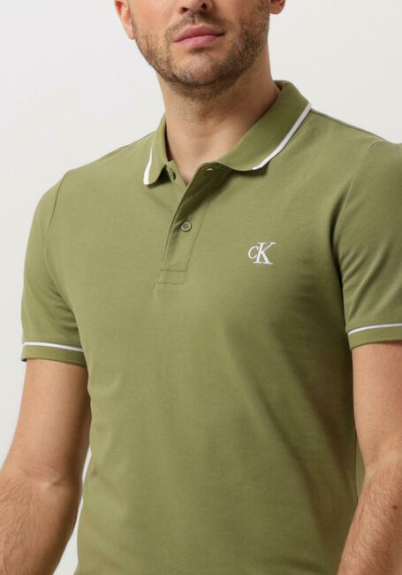 Groene CALVIN KLEIN Polo TIPPING SLIM POLO - large