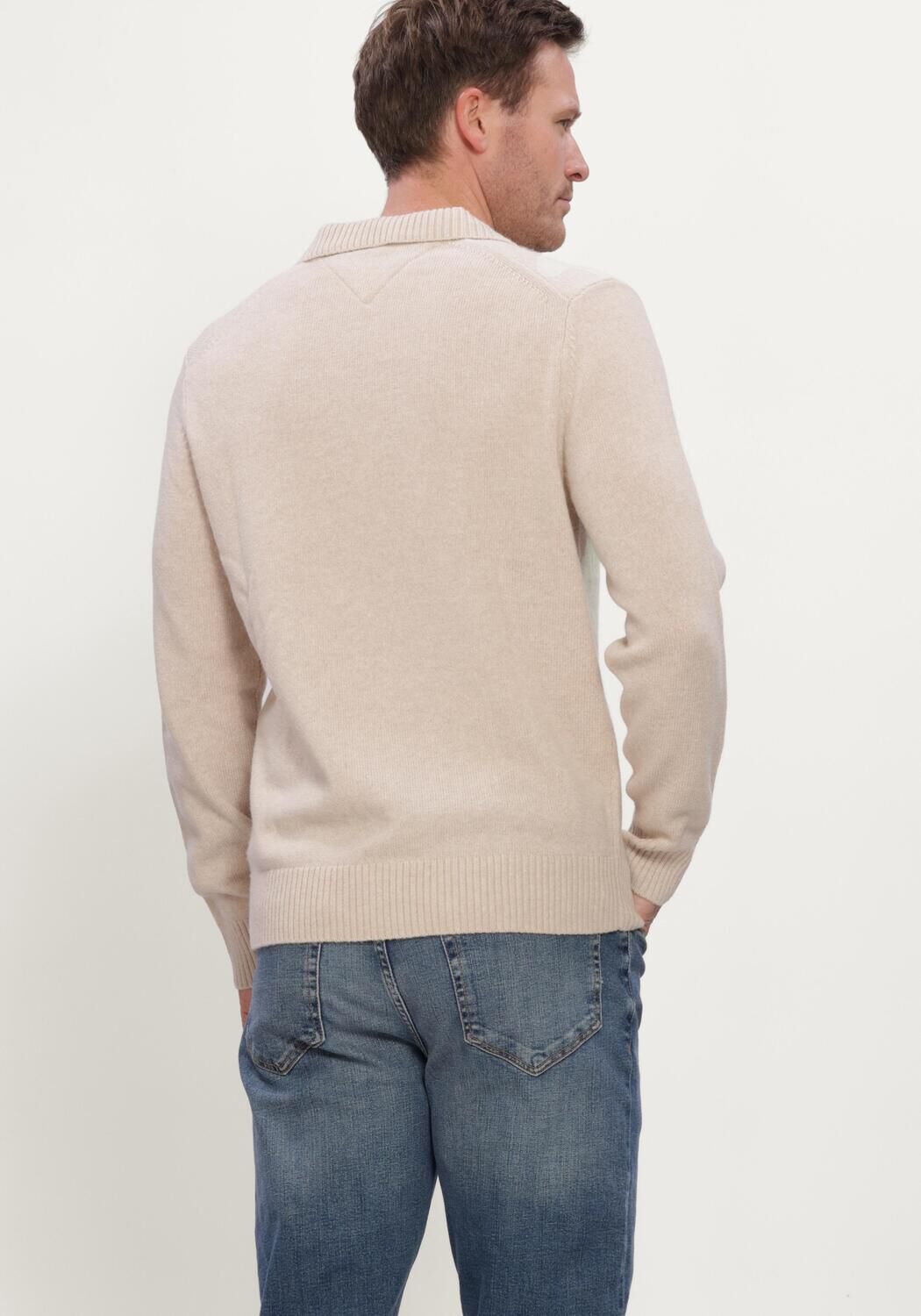 Beige TOMMY HILFIGER Polo LAMBSWOOL LS POLO - large