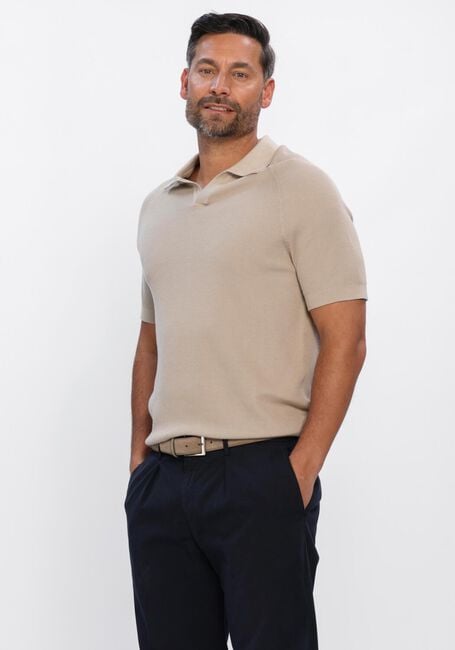 PROFUOMO Polo POLO OPEN COLLAR RIB en beige - large