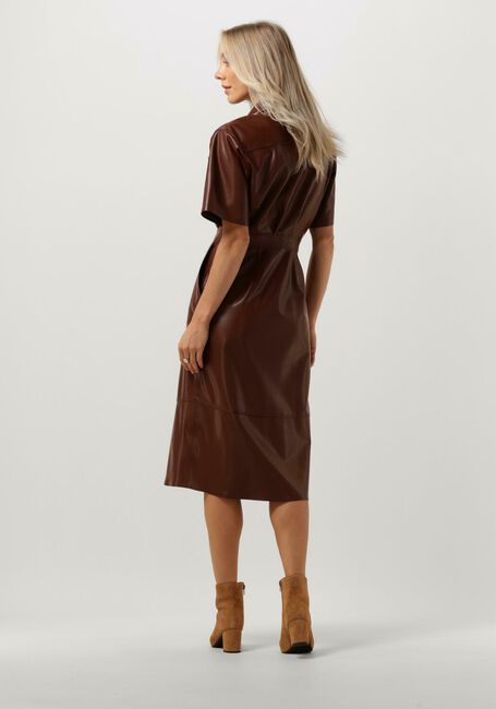 VANILIA Robe midi FAUX LEATHER SHIRT DRESS en marron - large