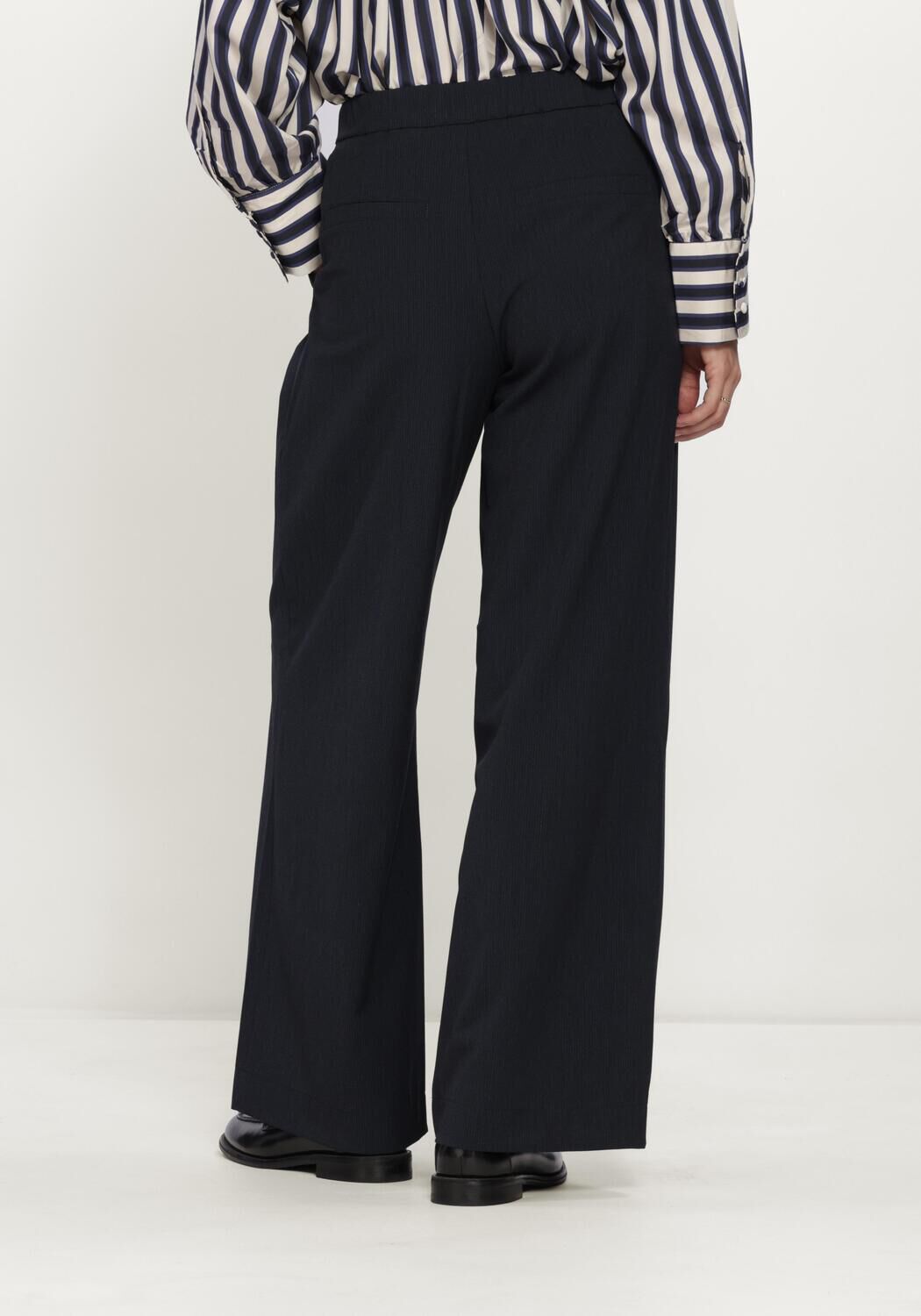 Donkerblauwe SUMMUM Wijde broek TROUSERS PINSTRIPE SMALL - large
