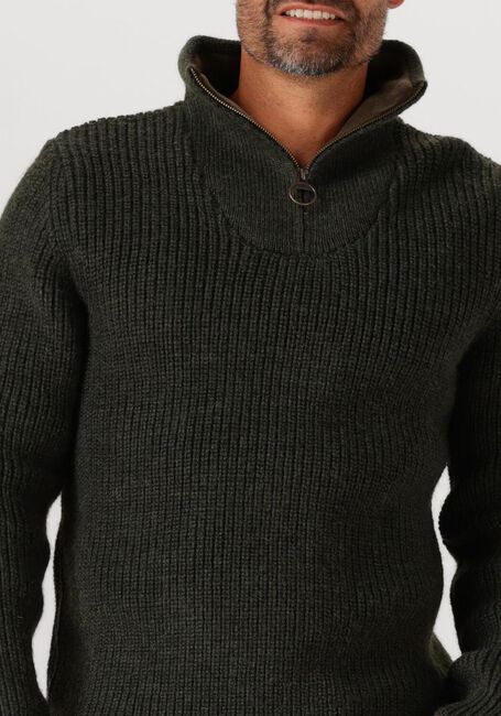 BARBOUR Pull NEW TYNE HALF ZIP KNITTED JUMPER Vert foncé - large
