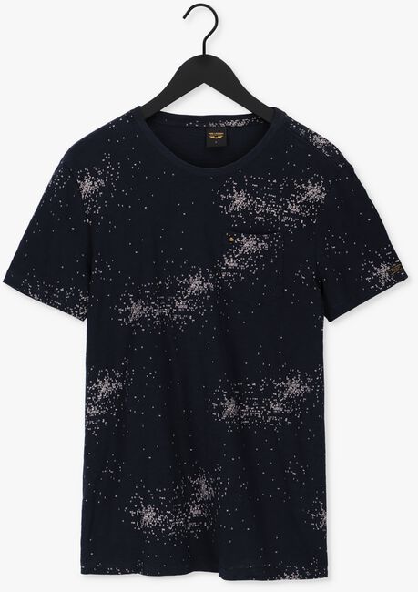 Donkerblauwe PME LEGEND T-shirt SHORT SLEEVE V-NECK SLUB JERSEY AOP - large
