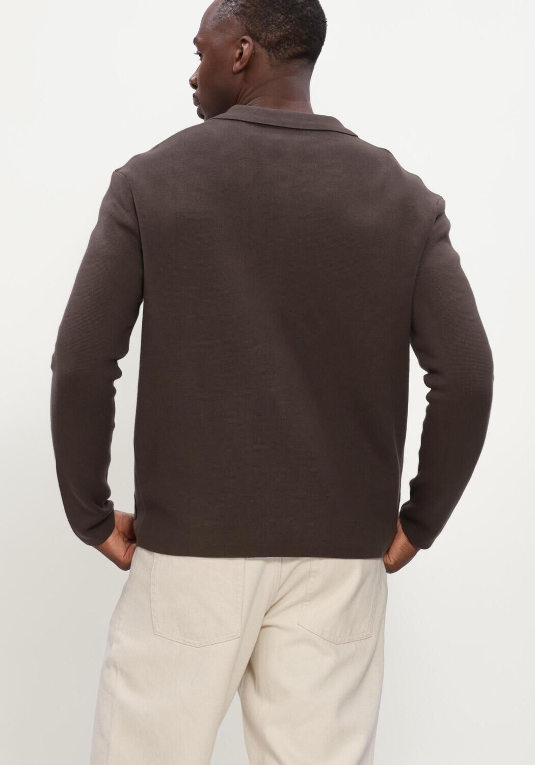SELECTED MEN Gilet SLMMIKE LIGHT POLO CARDIGAN en marron - large