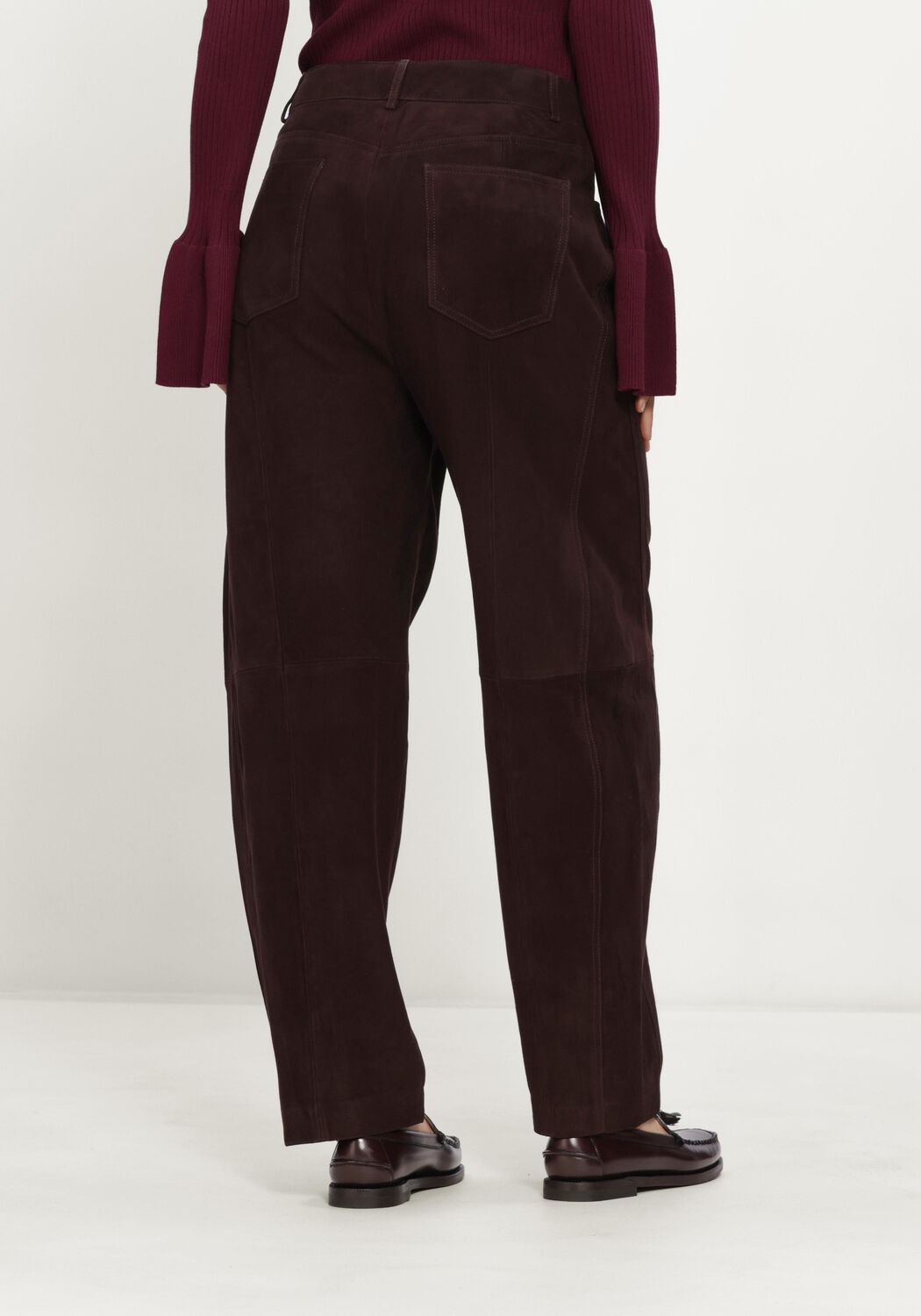 IBANA Pantalon large PARLA SUEDE en marron - large
