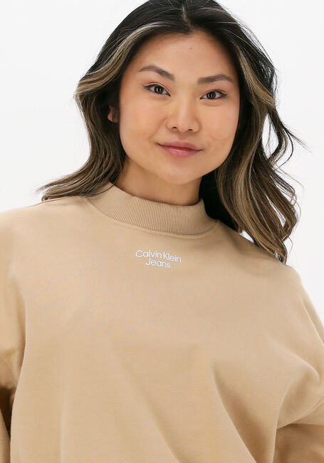 CALVIN KLEIN Chandail STACKED LOGO MOCKNECK SWEATSHIRT Sable - large