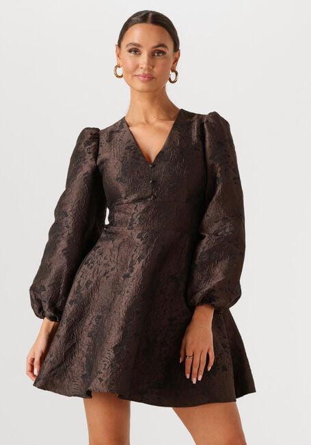 Bruine NEO NOIR Mini jurk MILLY BROCADE DRESS - large