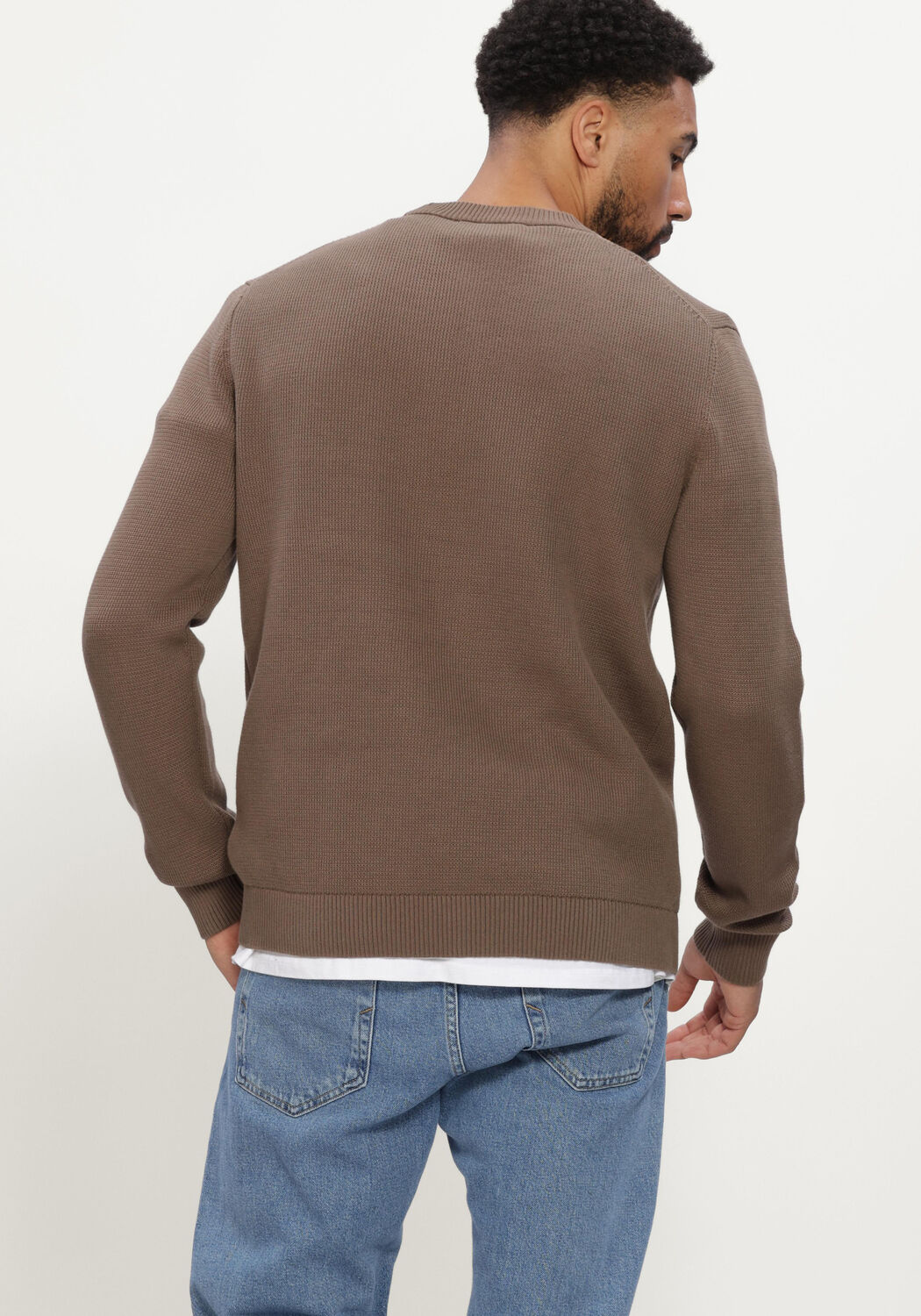 Camel SELECTED MEN Trui SLHDANE LS KNIT STRUCTURE CREW NECK NOOS - large