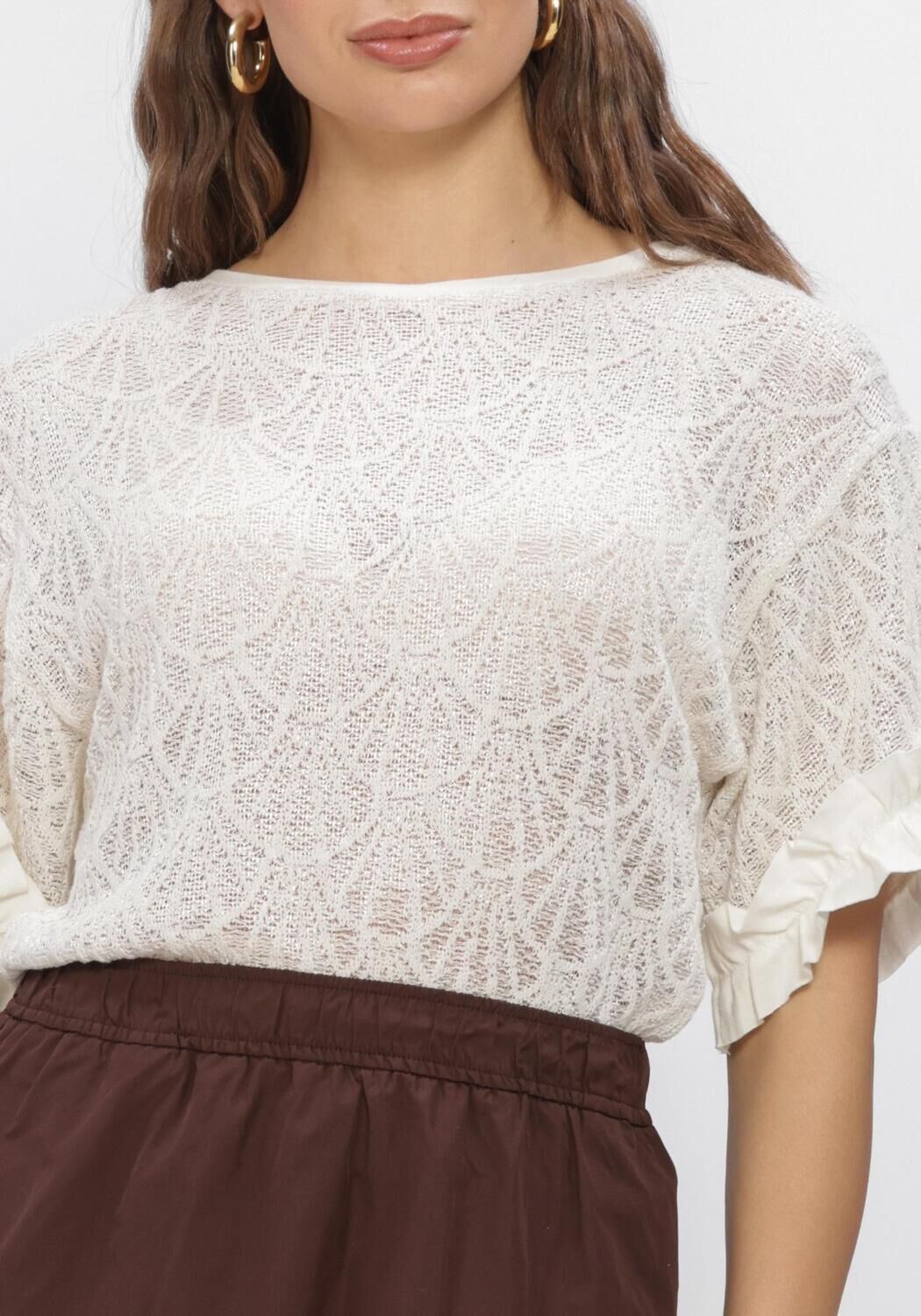 SUMMUM TOP OPEN JAQUARD Hauts & T-shirts Blanc - large