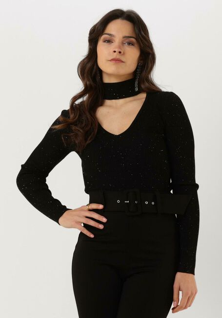 GUESS Longsleeves LS MICRO SEQUIN RIB LEA SWTR en noir - large