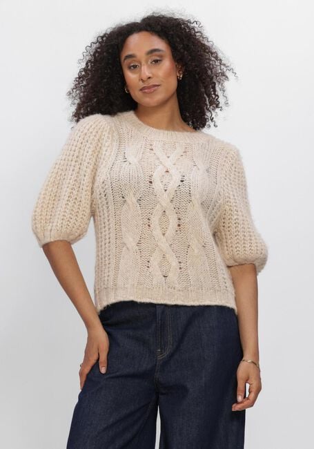 SUMMUM Pull PUFF SLEEVE SWEATER COZY CABLE KNIT en beige - large