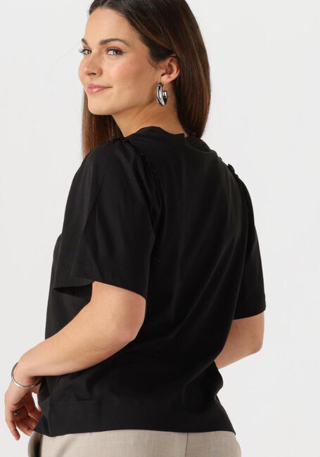 SELECTED FEMME T-shirt SLFPENELOPE 2/4 RUFFLE TEE en noir - large
