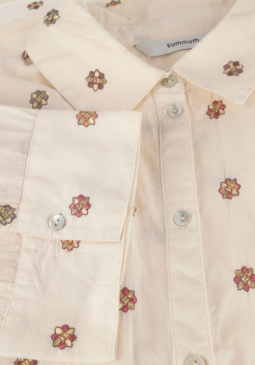 Ecru SUMMUM  3/4 SLEEVE BLOUSE TOP LINEN - large