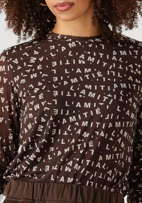 Bruine HAUTE L'AMITIÉ Top L'AMITIE MESH LS O-NECK - large