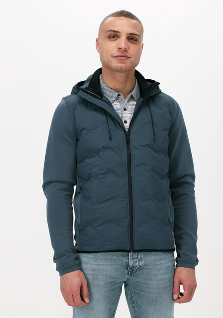 Blauwe CAST IRON Gewatteerde jas HOODED JACKET TECH JERSEY INTERLOCK - large