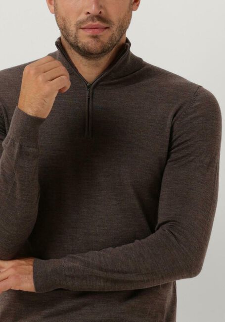 PROFUOMO Col roulé PULLOVER HALFZIP en taupe - large